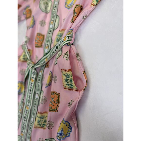 Sunday Up Linen Blend Shirt Dress Women’s Sz S Puff Sleeve Tie Waist Midi - Picture 11 of 11